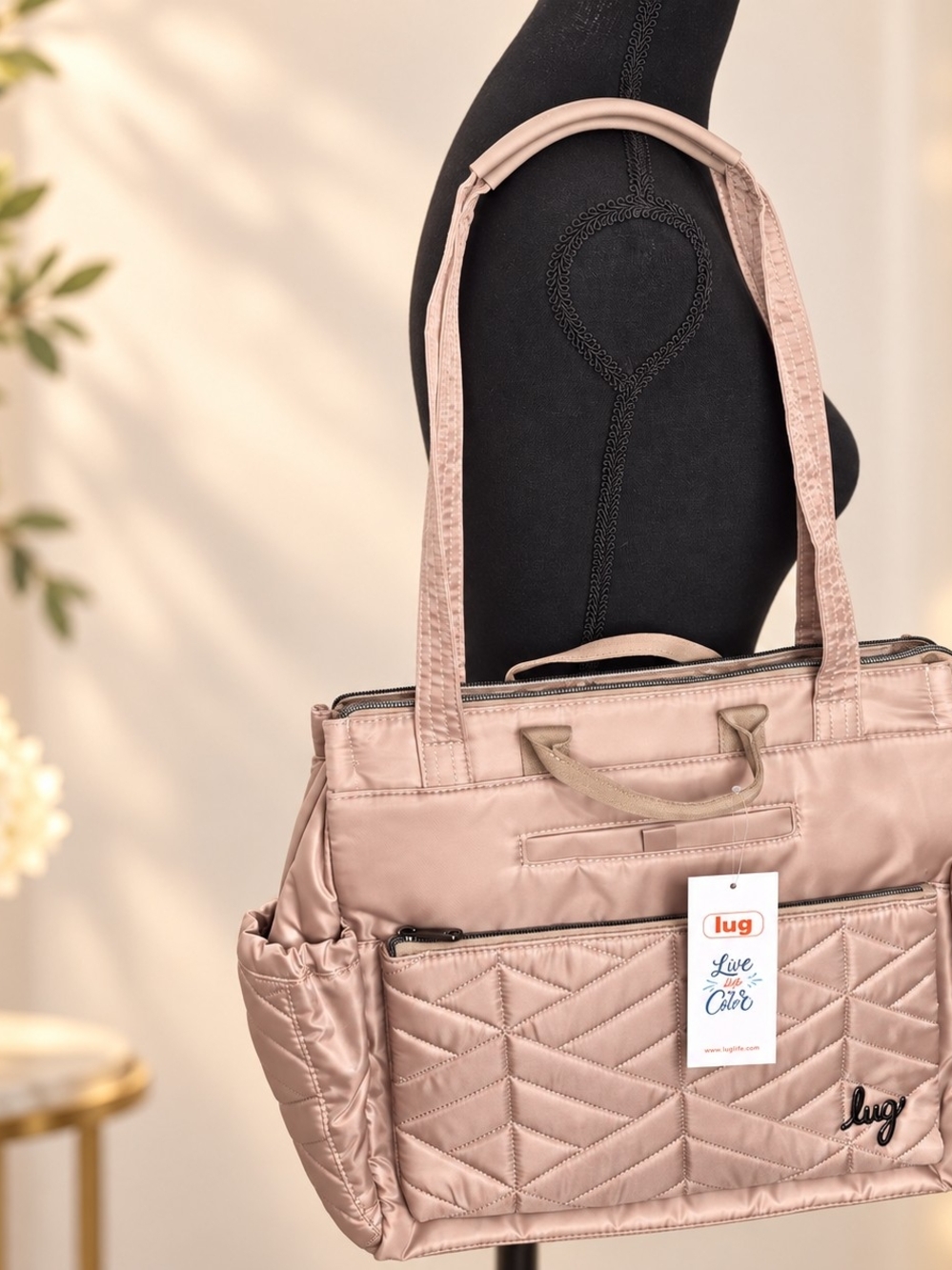 lug  Soprano Quilted Tote in Blush Pink